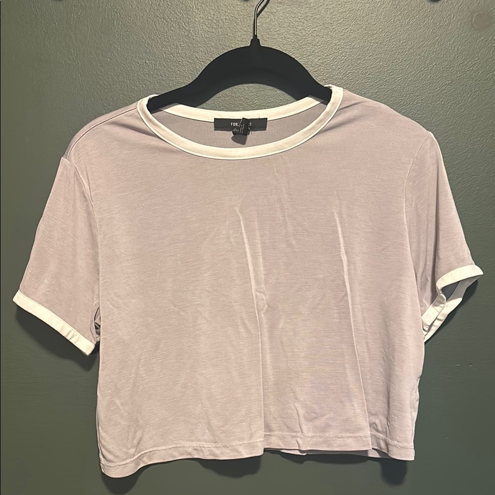 Forever 21 Gray Cuffed Sleeve Crop Tee